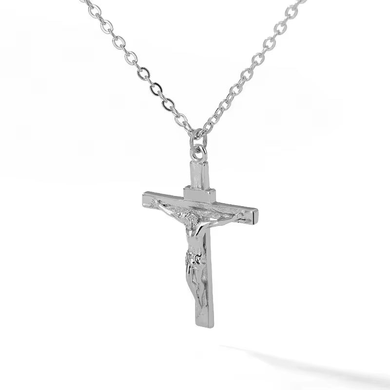 316L Stainless Steel Cross Necklace 18K Gold Plated Religious Pendant Unisex Church Jewelry Gift Hypoallergenic Non-Fading Chain
