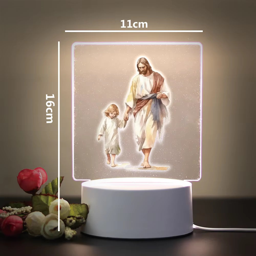 Jesus Cute 3D Night Light Bedside Rechargeable Night Lights Children'S Christmas Gift