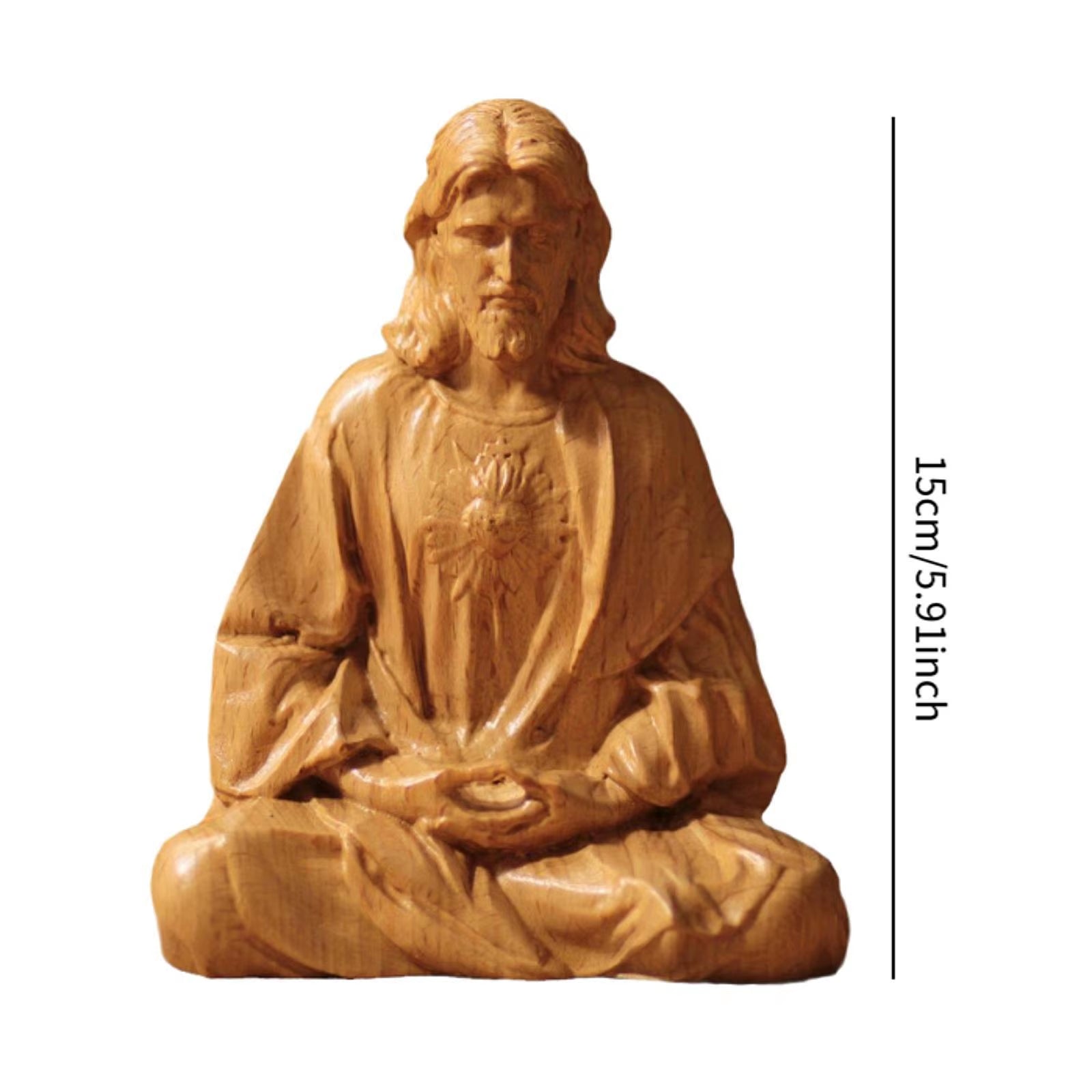 15Cm Sacred Heart of Jesus Statue Catholic Figurine for Desktop Fireplace Cabinet Decor Religious Home Altar Gift