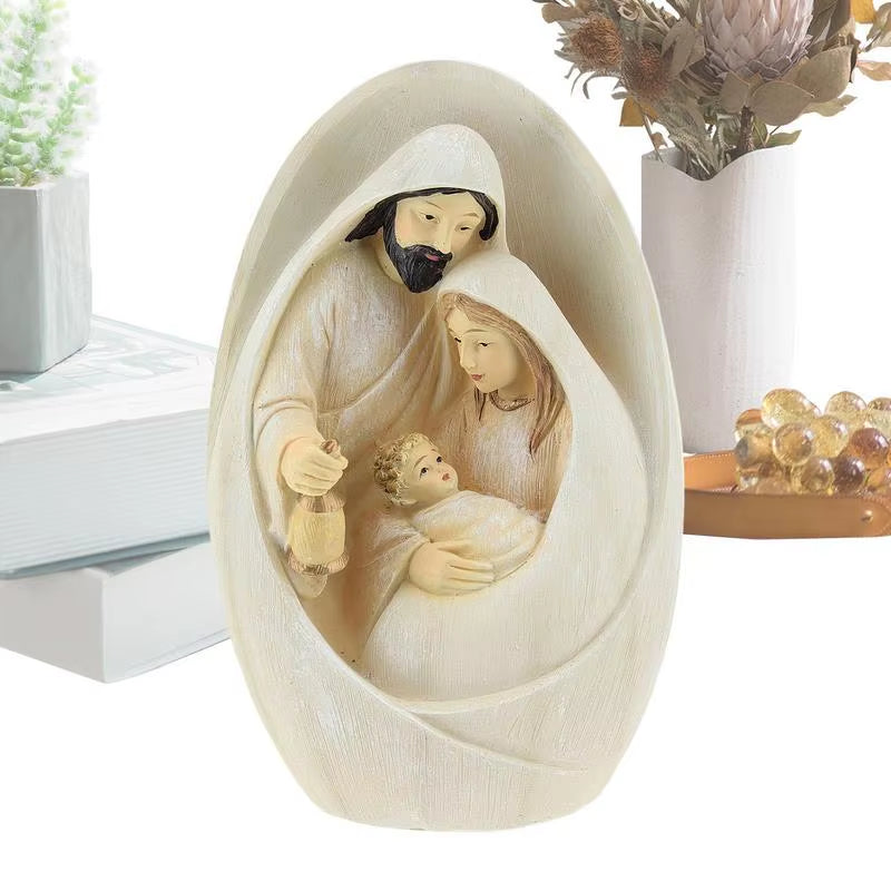 Nativity Scene Statue Christmas Baby Jesus Resin Craft Ornament Christmas Nativity Statue for Religious Christmas Decorations