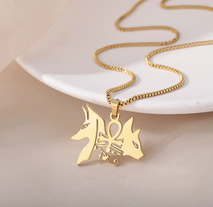 Fashion Creative Cross Wolf Necklace Stainless Steel for Women Choker Branches Tree of Life Design Pendant Necklace Men Jewelry