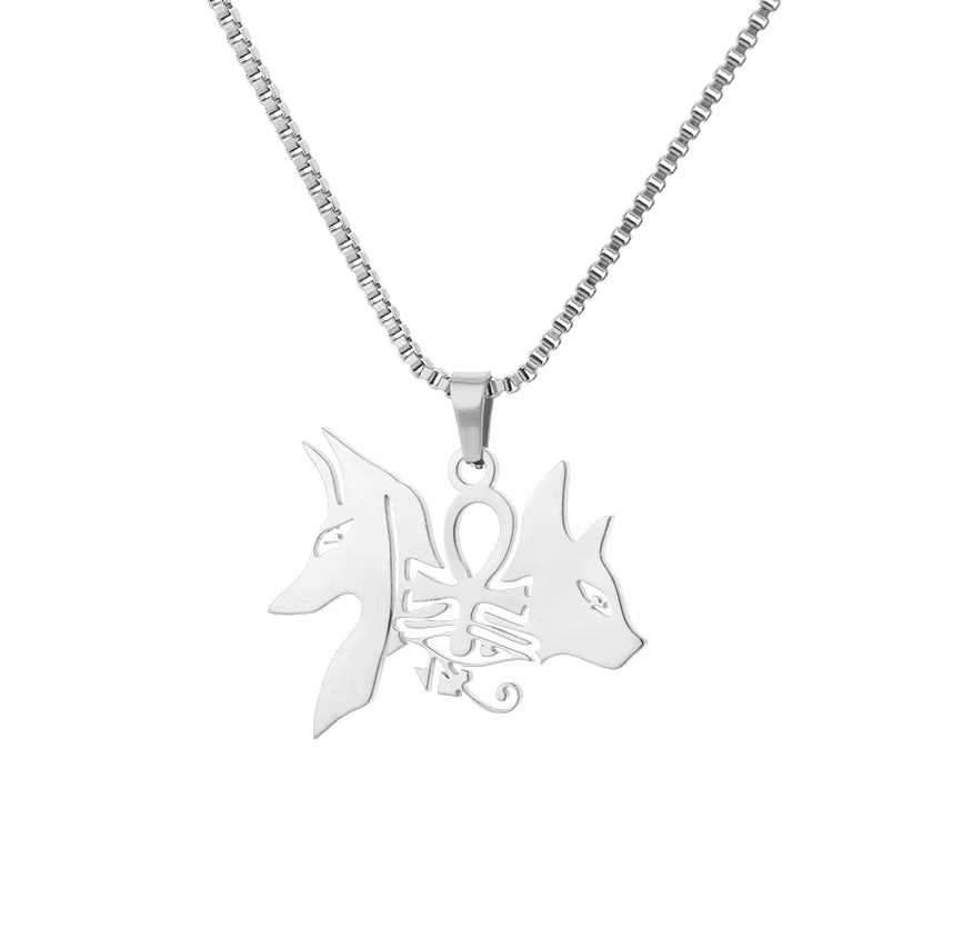 Fashion Creative Cross Wolf Necklace Stainless Steel for Women Choker Branches Tree of Life Design Pendant Necklace Men Jewelry