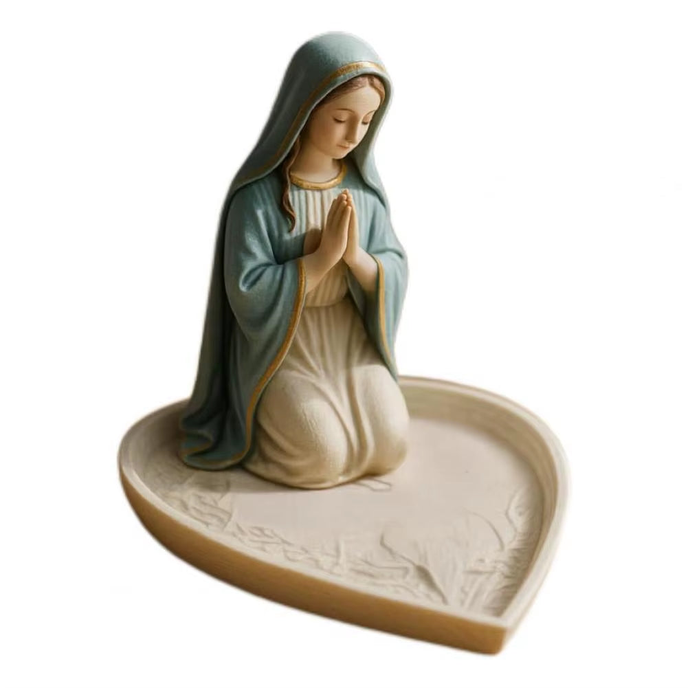 Virgin Mary Rosary Holder Resin Mary or Jesus Figurine Jewelry Dish Our Lady Prayer Rosary Dish Religious Gift Catholic Decor Fo