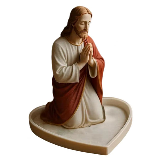 Virgin Mary Rosary Holder Resin Mary or Jesus Figurine Jewelry Dish Our Lady Prayer Rosary Dish Religious Gift Catholic Decor Fo