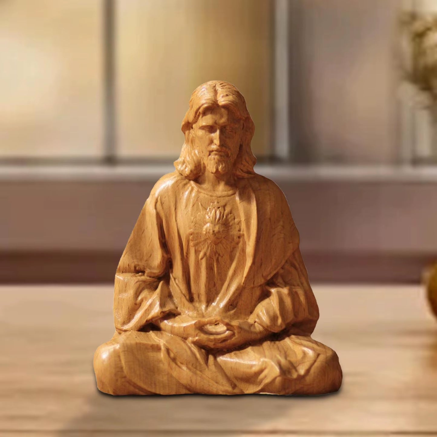15Cm Sacred Heart of Jesus Statue Catholic Figurine for Desktop Fireplace Cabinet Decor Religious Home Altar Gift
