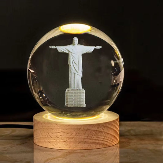 Creative Luminous Crystal Ball Cross Church Fellowship Event Jesus Souvenir Glass Ball Birthday Gift Office Desktop Decoration