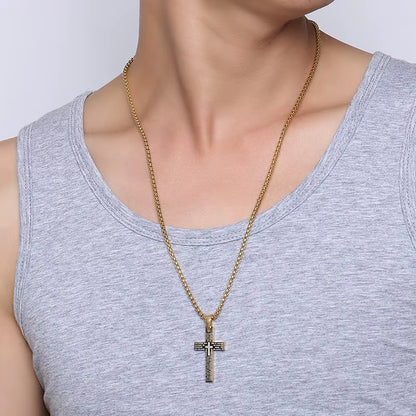 Cross Necklaces Pendant for Men Stainless Steel Our Father Crucifix Free Box Chian Link Male Jewelry