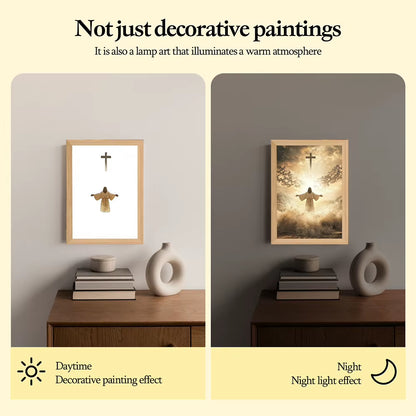 Jesus Lamp Jesus Light up Picture Night Light Jesus Painting Decorative Lights Picture Frame Light Birthday Christian Gifts