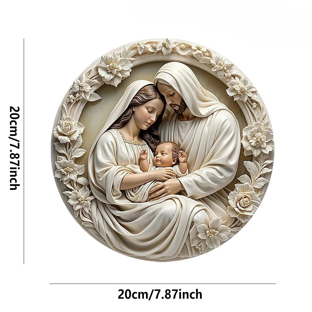1Pc Classic Wooden Nativity Scene Ornament: the Holy Family of Mary, Jesus, and Joseph - 7.87In/20Cm, Wall Hanging,