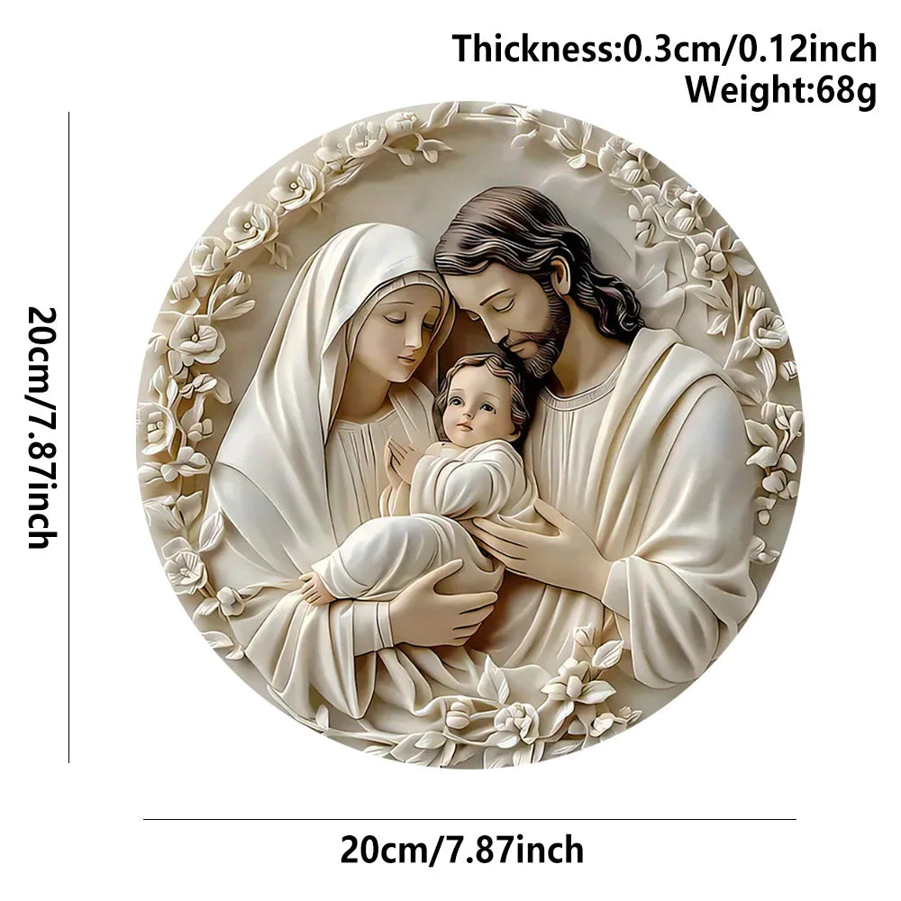 1Pc Classic Wooden Nativity Scene Ornament: the Holy Family of Mary, Jesus, and Joseph - 7.87In/20Cm, Wall Hanging,