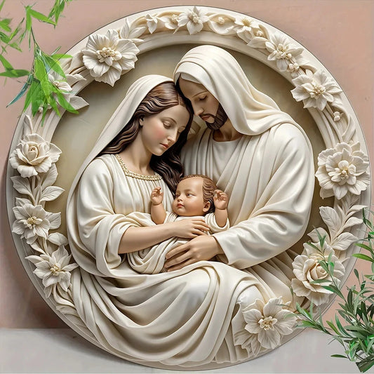 1Pc Classic Wooden Nativity Scene Ornament: the Holy Family of Mary, Jesus, and Joseph - 7.87In/20Cm, Wall Hanging,