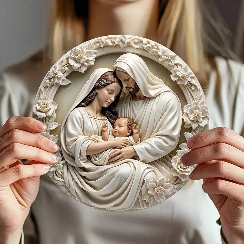1Pc Classic Wooden Nativity Scene Ornament: the Holy Family of Mary, Jesus, and Joseph - 7.87In/20Cm, Wall Hanging,