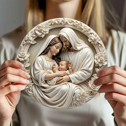 1Pc Classic Wooden Nativity Scene Ornament: the Holy Family of Mary, Jesus, and Joseph - 7.87In/20Cm, Wall Hanging,