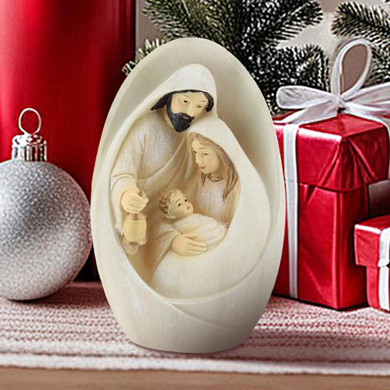 Nativity Scene Statue Christmas Baby Jesus Resin Craft Ornament Christmas Nativity Statue for Religious Christmas Decorations