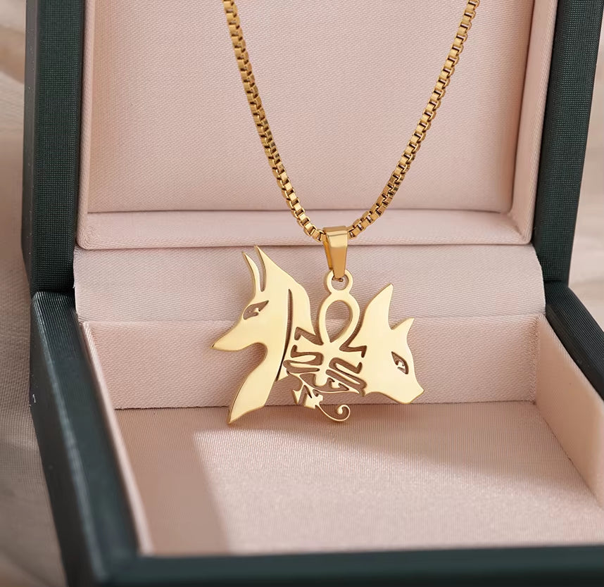 Fashion Creative Cross Wolf Necklace Stainless Steel for Women Choker Branches Tree of Life Design Pendant Necklace Men Jewelry