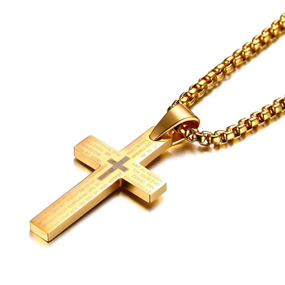 Cross Necklaces Pendant for Men Stainless Steel Our Father Crucifix Free Box Chian Link Male Jewelry