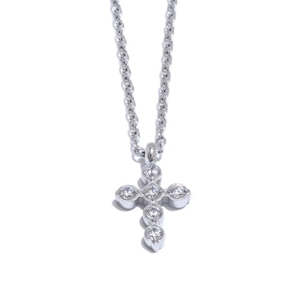 Fashion Chic Cross Shiny Pendant Necklace Cubic Zirconia Exquisite Casting Technology Gold Platinum Plated Jewelry Gift