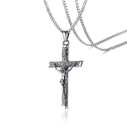Men'S Assorted Catholic Cross Pendant Necklaces, Stainless Steel Christ Prayer Collar Jewelry,With 24" Chain