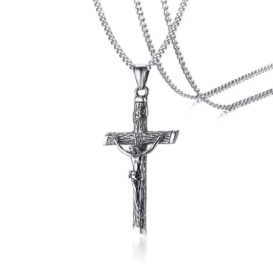 Men'S Assorted Catholic Cross Pendant Necklaces, Stainless Steel Christ Prayer Collar Jewelry,With 24" Chain