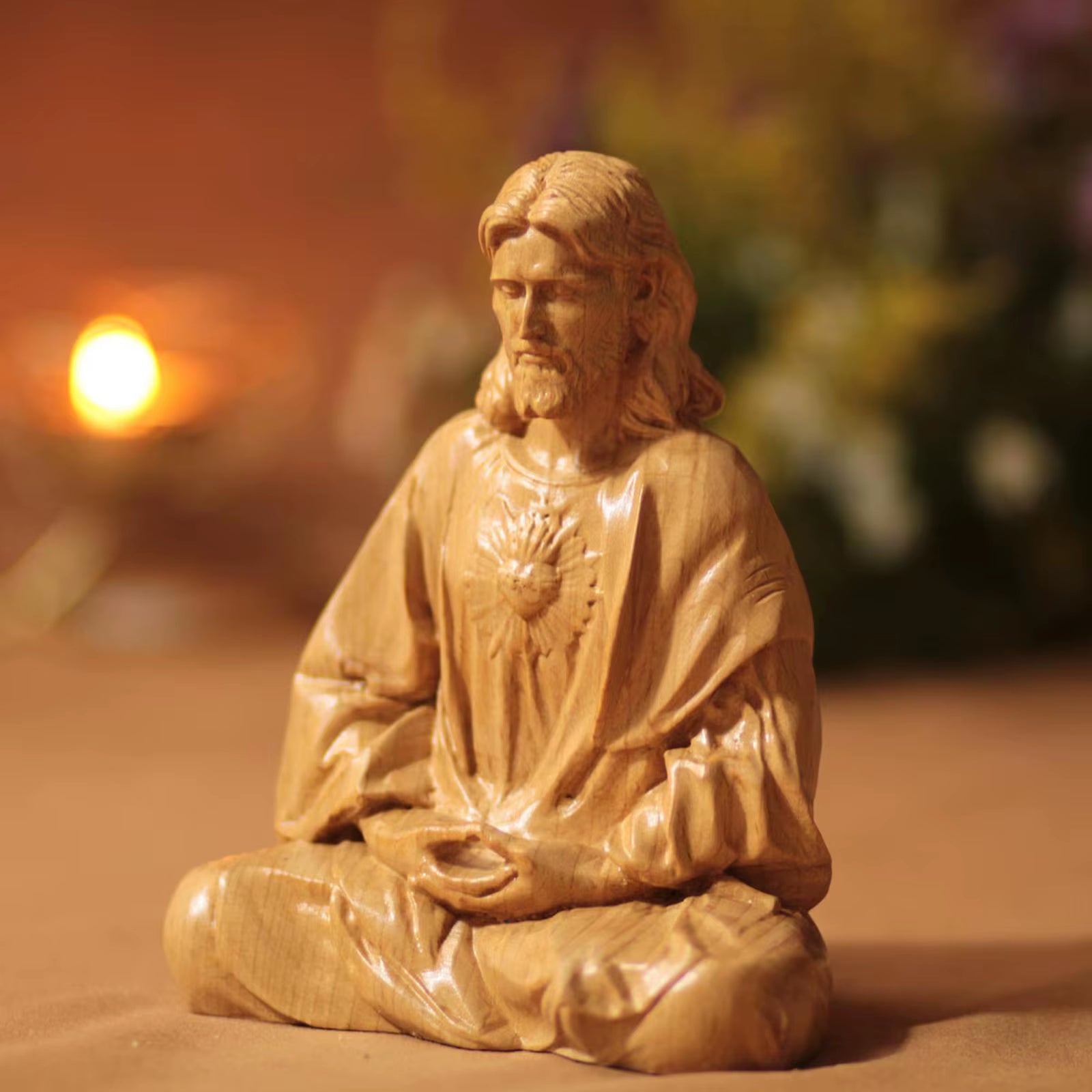 15Cm Sacred Heart of Jesus Statue Catholic Figurine for Desktop Fireplace Cabinet Decor Religious Home Altar Gift