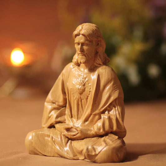 15Cm Sacred Heart of Jesus Statue Catholic Figurine for Desktop Fireplace Cabinet Decor Religious Home Altar Gift